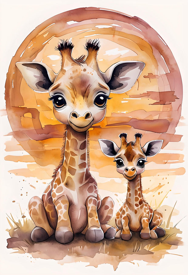Safari Baby Animal Nursery Wall Art - Set of 3 Prints | Elephant, Giraffe, and Lion Cub | Digital Download | Boho Safari Nursery Decor