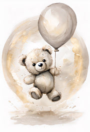 Cute Bear Balloons Watercolor Art Print Set – Nursery Wall Decor – Neutral Baby Room Art – Kids Room Decor – Minimalist Bear Prints