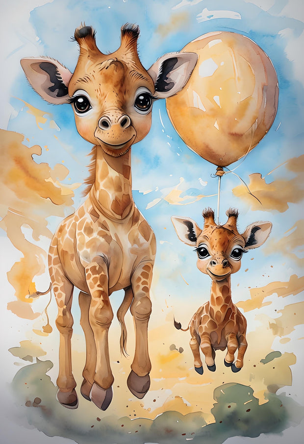 Set of 3 Baby Safari Animal Wall Art Prints | Elephant, Giraffe, Lion Nursery Decor | Printable PDF | Neutral Jungle Nursery