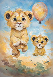 Set of 3 Baby Safari Animal Wall Art Prints | Elephant, Giraffe, Lion Nursery Decor | Printable PDF | Neutral Jungle Nursery