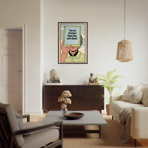 Inspirational Wall Art Printable – "Stronger Than Self-Doubt" Quote, Mental Health Digital Print