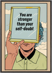 Inspirational Wall Art Printable – "Stronger Than Self-Doubt" Quote, Mental Health Digital Print