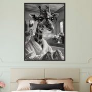 Funny Giraffe in Bathtub Art – Quirky Animal Bathroom Printable, Glasses Giraffe Wall Decor, Digital Download