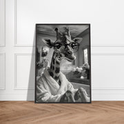 Funny Giraffe in Bathtub Art – Quirky Animal Bathroom Printable, Glasses Giraffe Wall Decor, Digital Download
