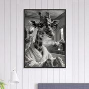 Funny Giraffe in Bathtub Art – Quirky Animal Bathroom Printable, Glasses Giraffe Wall Decor, Digital Download