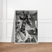 Funny Giraffe in Bathtub Art – Quirky Animal Bathroom Printable, Glasses Giraffe Wall Decor, Digital Download