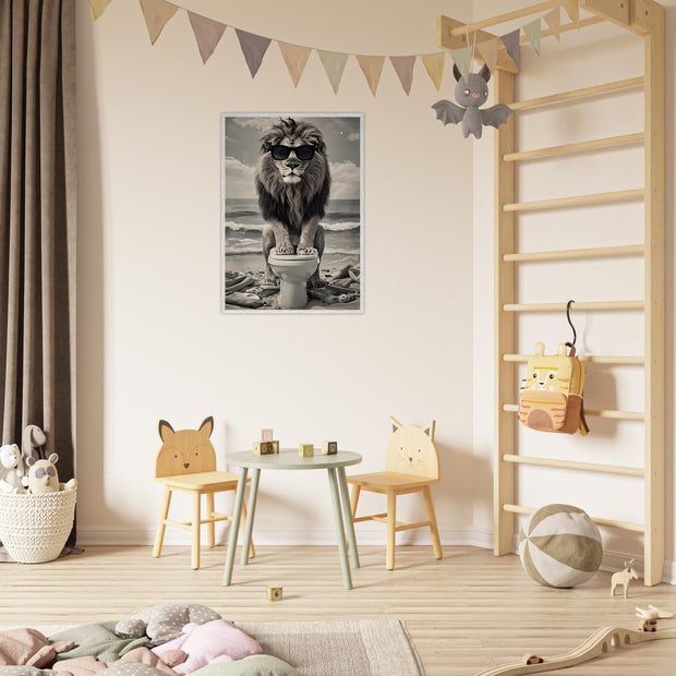 Funny Lion Bathroom Art | Toilet Safari Animal Print | Lion with Sunglasses Digital Poster | Whimsical Bathroom Decor