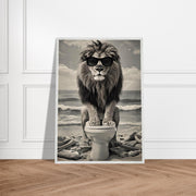 Funny Lion Bathroom Art | Toilet Safari Animal Print | Lion with Sunglasses Digital Poster | Whimsical Bathroom Decor