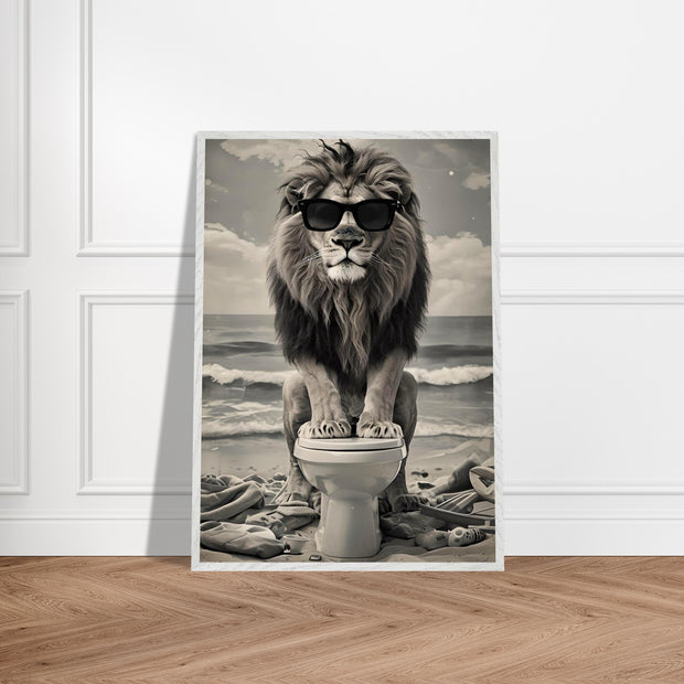 Funny Lion Bathroom Art | Toilet Safari Animal Print | Lion with Sunglasses Digital Poster | Whimsical Bathroom Decor