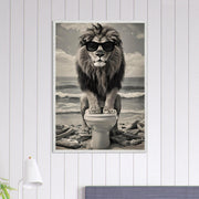 Funny Lion Bathroom Art | Toilet Safari Animal Print | Lion with Sunglasses Digital Poster | Whimsical Bathroom Decor