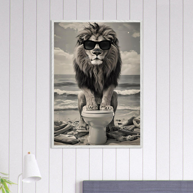 Funny Lion Bathroom Art | Toilet Safari Animal Print | Lion with Sunglasses Digital Poster | Whimsical Bathroom Decor