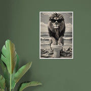 Funny Lion Bathroom Art | Toilet Safari Animal Print | Lion with Sunglasses Digital Poster | Whimsical Bathroom Decor
