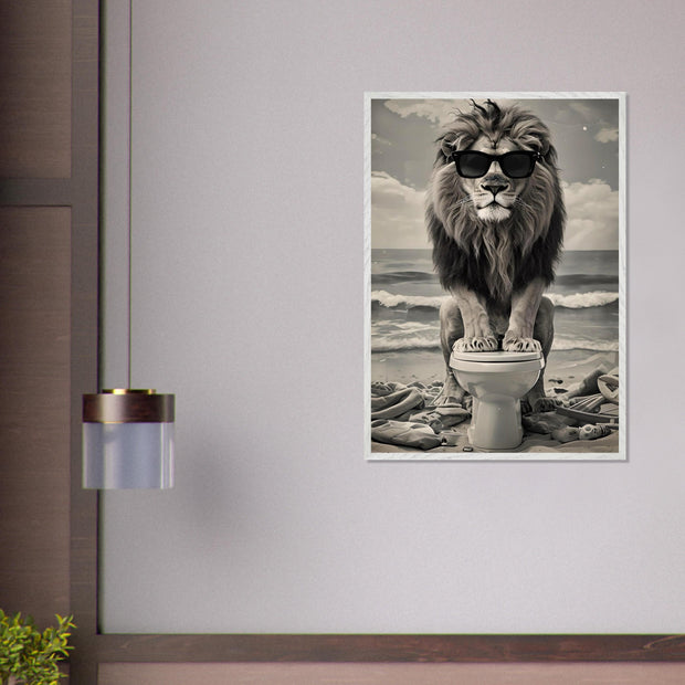 Funny Lion Bathroom Art | Toilet Safari Animal Print | Lion with Sunglasses Digital Poster | Whimsical Bathroom Decor