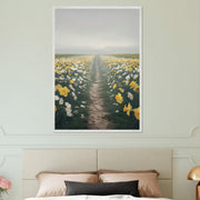 Daffodil Path Printable Wall Art | Yellow Wildflower Field Digital Decor | Spring Nature Nursery Download
