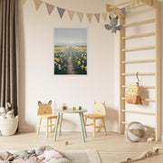 Daffodil Path Printable Wall Art | Yellow Wildflower Field Digital Decor | Spring Nature Nursery Download