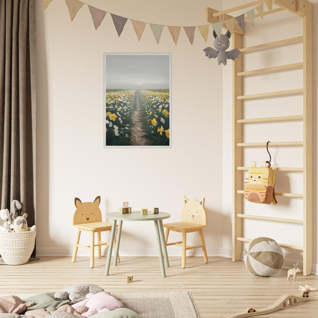 Daffodil Path Printable Wall Art | Yellow Wildflower Field Digital Decor | Spring Nature Nursery Download