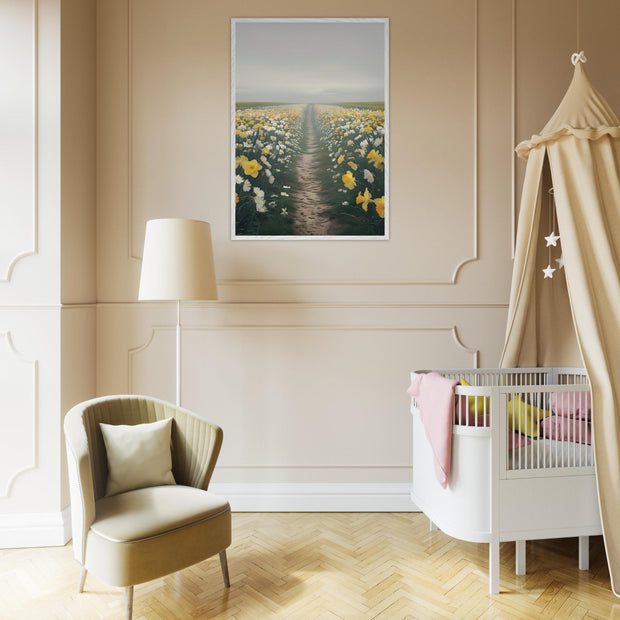 Daffodil Path Printable Wall Art | Yellow Wildflower Field Digital Decor | Spring Nature Nursery Download