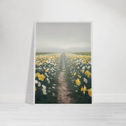 Daffodil Path Printable Wall Art | Yellow Wildflower Field Digital Decor | Spring Nature Nursery Download