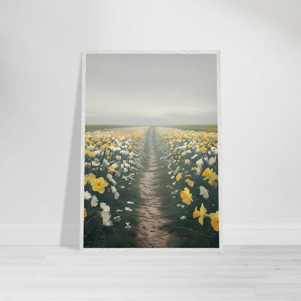 Daffodil Path Printable Wall Art | Yellow Wildflower Field Digital Decor | Spring Nature Nursery Download