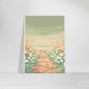 Pastel Floral Path Wall Art | Whimsical Spring Flowers Printable | Nature Nursery Digital Download