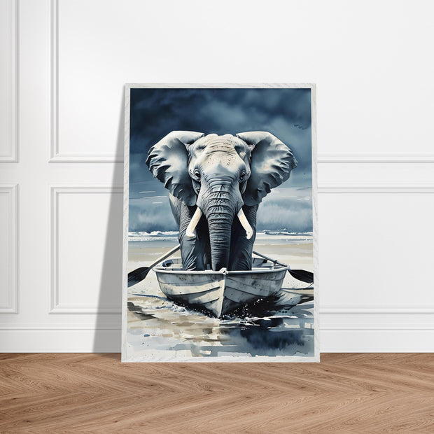 Rowing Elephant Wall Art | Safari Animal Printable | Funny Elephant Nursery Decor | Digital Download