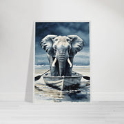 Rowing Elephant Wall Art | Safari Animal Printable | Funny Elephant Nursery Decor | Digital Download