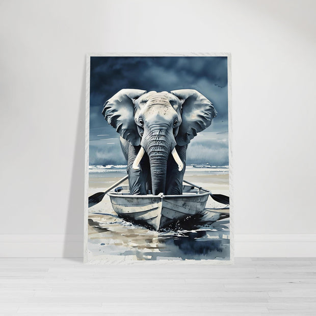 Rowing Elephant Wall Art | Safari Animal Printable | Funny Elephant Nursery Decor | Digital Download