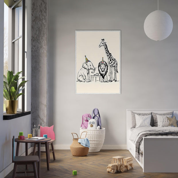 Safari Friends Tea Party Printable | Jungle Animal Nursery Wall Art | Elephant, Giraffe & Lion Digital Download
