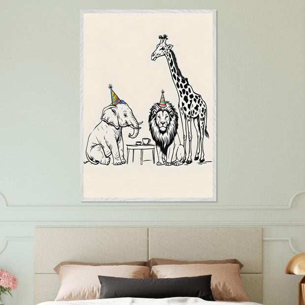 Safari Friends Tea Party Printable | Jungle Animal Nursery Wall Art | Elephant, Giraffe & Lion Digital Download