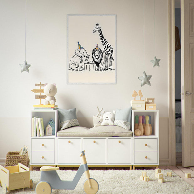 Safari Friends Tea Party Printable | Jungle Animal Nursery Wall Art | Elephant, Giraffe & Lion Digital Download