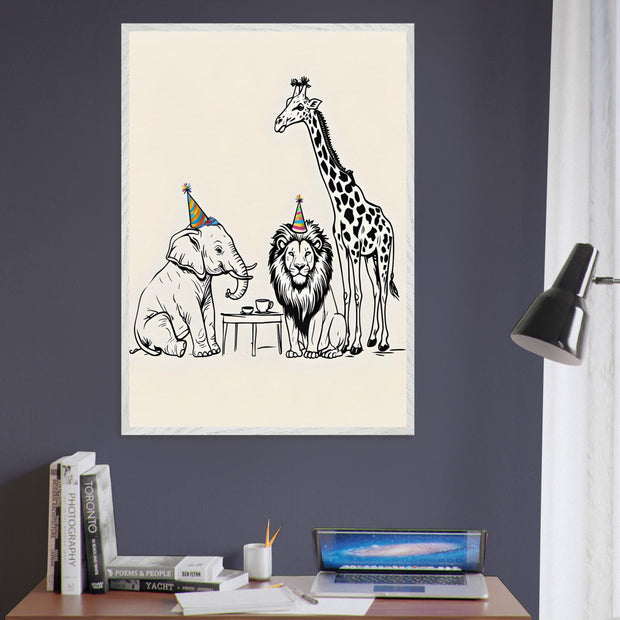Safari Friends Tea Party Printable | Jungle Animal Nursery Wall Art | Elephant, Giraffe & Lion Digital Download