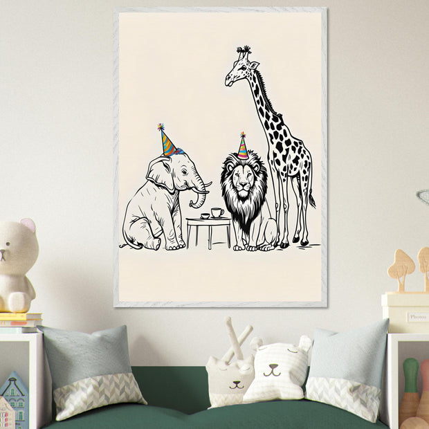 Safari Friends Tea Party Printable | Jungle Animal Nursery Wall Art | Elephant, Giraffe & Lion Digital Download