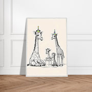 Giraffe Family Tea Party Printable | Safari Nursery Wall Art | Whimsical Jungle Animal Line Art | Digital Download