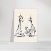 Giraffe Family Tea Party Printable | Safari Nursery Wall Art | Whimsical Jungle Animal Line Art | Digital Download