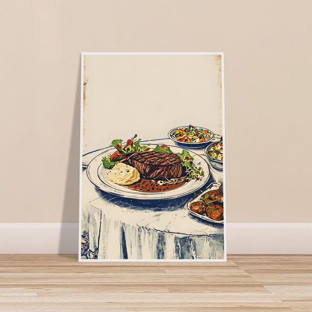 Vintage Steak Dinner Poster – Retro Kitchen Wall Art