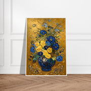 Blue & Gold Floral Vase – Elegant Botanical Art Print