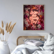 Seize the Bloody Day Neon Print | Bold Floral Wall Art | Digital Download | Feminist Quote Poster | Motivational Decor
