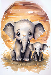 Safari Baby Animal Nursery Wall Art - Set of 3 Prints | Elephant, Giraffe, and Lion Cub | Digital Download | Boho Safari Nursery Decor