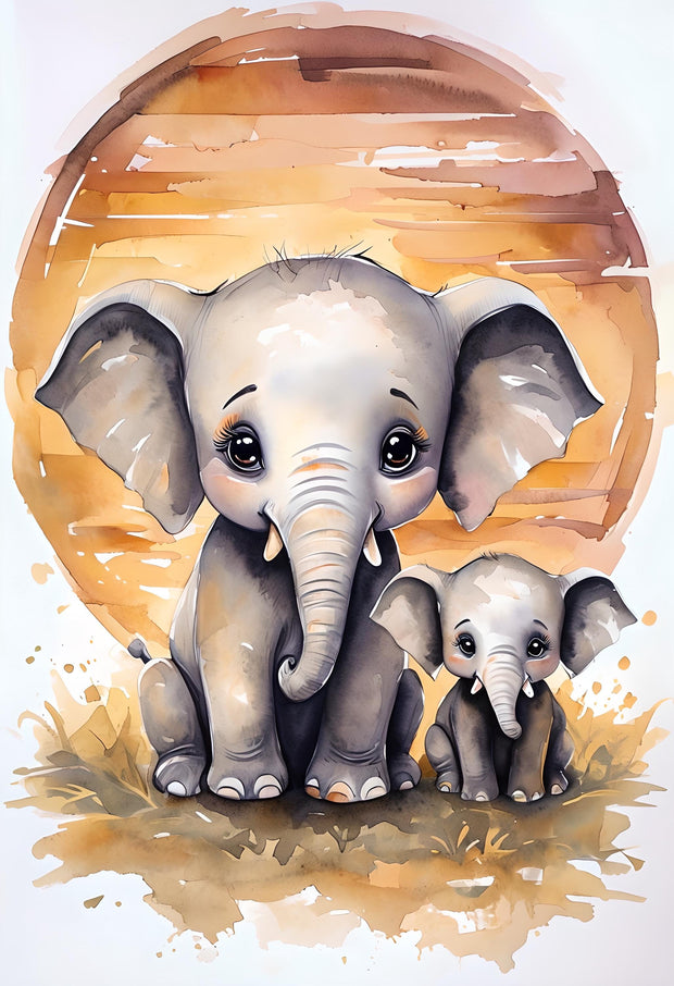 Safari Baby Animal Nursery Wall Art - Set of 3 Prints | Elephant, Giraffe, and Lion Cub | Digital Download | Boho Safari Nursery Decor