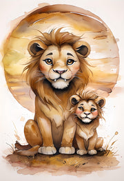 Safari Baby Animal Nursery Wall Art - Set of 3 Prints | Elephant, Giraffe, and Lion Cub | Digital Download | Boho Safari Nursery Decor