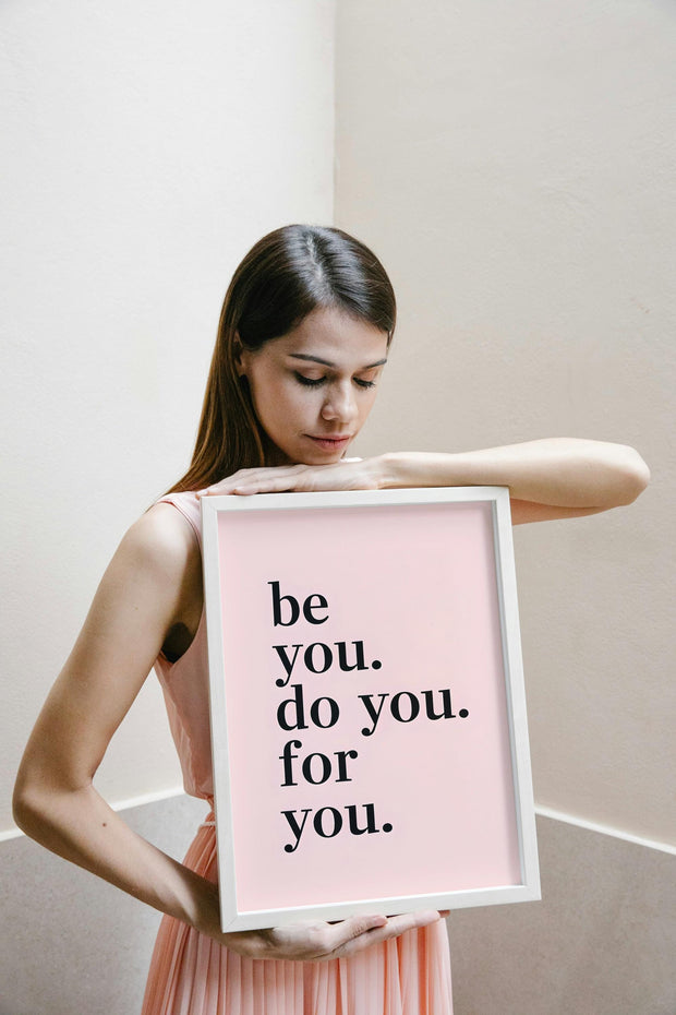 Minimalist Quote Wall Art | Be You Do You For You | Pink Digital Download | Self Love Printable Poster | Motivational Print | Affirmation