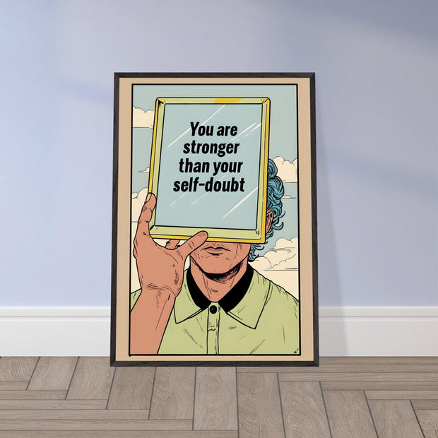 Inspirational Wall Art Printable – "Stronger Than Self-Doubt" Quote, Mental Health Digital Print