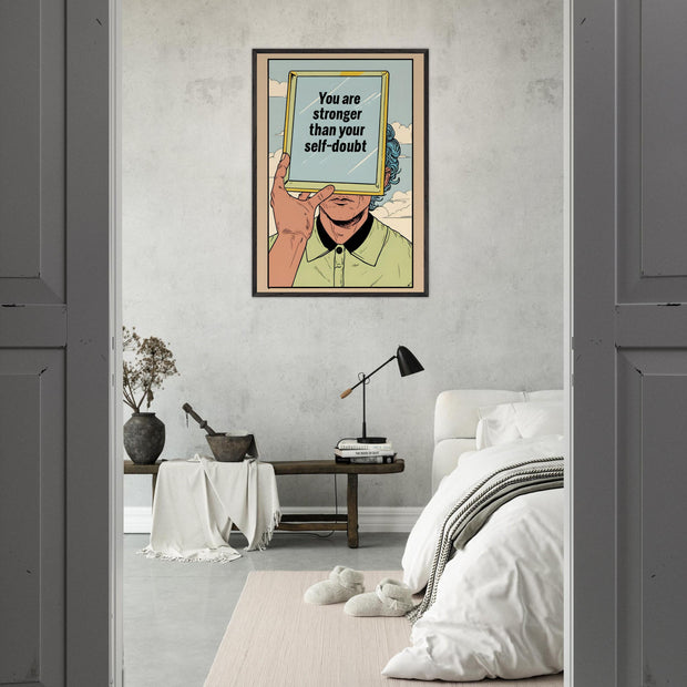 Inspirational Wall Art Printable – "Stronger Than Self-Doubt" Quote, Mental Health Digital Print