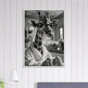 Funny Giraffe in Bathtub Art – Quirky Animal Bathroom Printable, Glasses Giraffe Wall Decor, Digital Download