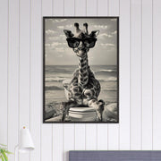 Funny Giraffe Beach Art | Quirky Bathroom Wall Print | Surreal Animal Decor | Giraffe on Toilet | Digital Download Poster