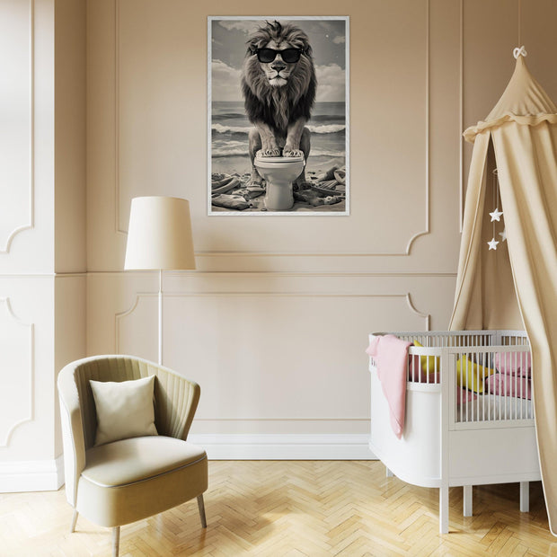 Funny Lion Bathroom Art | Toilet Safari Animal Print | Lion with Sunglasses Digital Poster | Whimsical Bathroom Decor