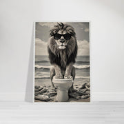 Funny Lion Bathroom Art | Toilet Safari Animal Print | Lion with Sunglasses Digital Poster | Whimsical Bathroom Decor