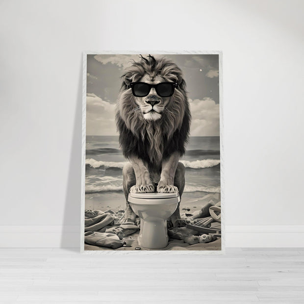 Funny Lion Bathroom Art | Toilet Safari Animal Print | Lion with Sunglasses Digital Poster | Whimsical Bathroom Decor