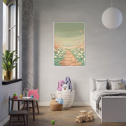 Pastel Floral Path Wall Art | Whimsical Spring Flowers Printable | Nature Nursery Digital Download