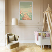 Pastel Floral Path Wall Art | Whimsical Spring Flowers Printable | Nature Nursery Digital Download